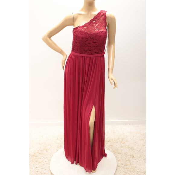New One Shoulder Formal Bridesmaid Dress Women's 10 Apple Red Goddess Party Prom - Picture 5 of 10